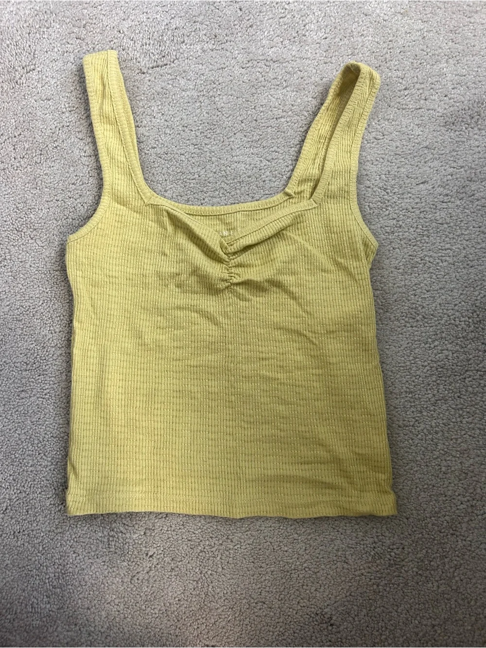 American Eagle Outfitters Yellow Ribbed Scoop Tank Top